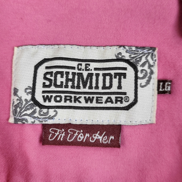 CE Schmidt Workwear Coral Pink SHIRT Womens Size L Button Up Fit For Her Pockets - Picture 11 of 16